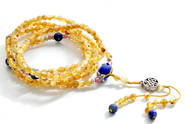 Rutilated Quartz 216 Mala beads bracelet necklace