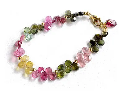 Genuine Tourmaline AAA Teardrop faceted briolette bracelet