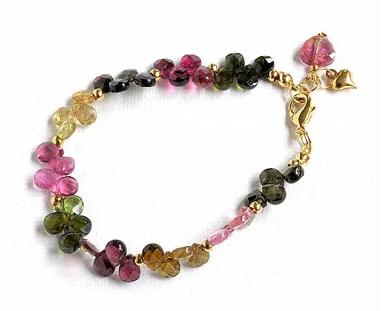 Genuine Tourmaline AAA Teardrop faceted briolette bracelet