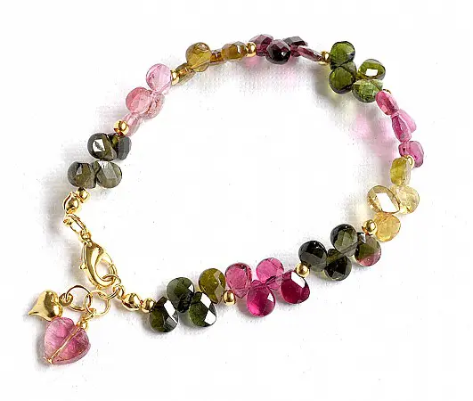 Genuine Tourmaline AAA Teardrop faceted briolette bracelet