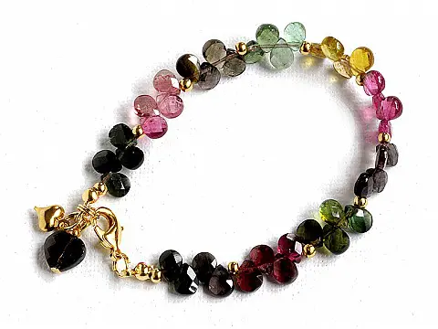 Genuine Tourmaline AAA Teardrop faceted briolette bracelet