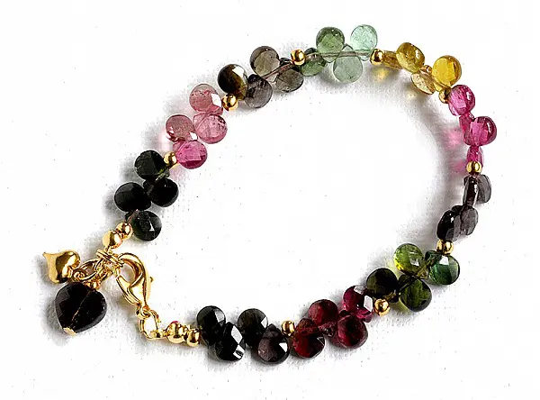 Genuine Tourmaline AAA Teardrop faceted briolette bracelet