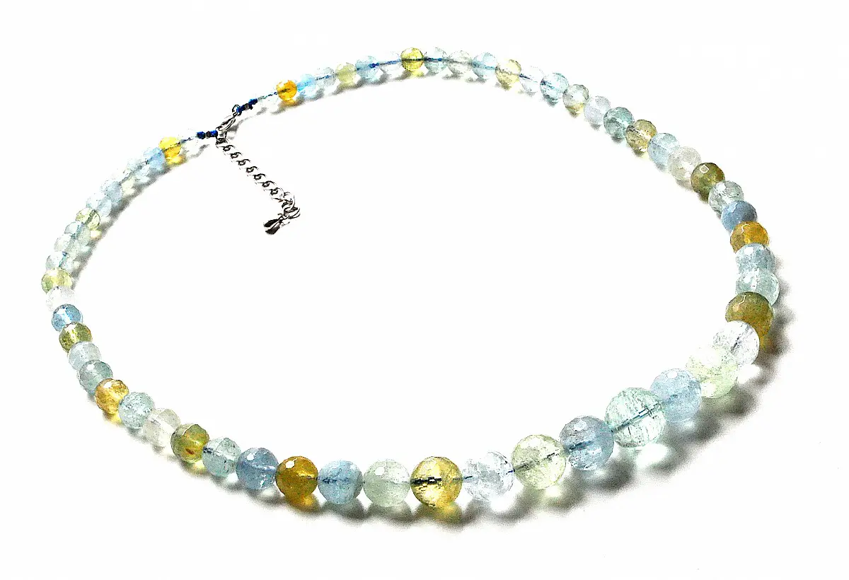 Genuine Aquamarine AAA grade faceted necklace