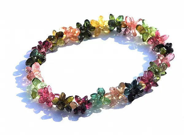 Genuine High Quality Rainbow Tourmaline Briolettes Bracelet