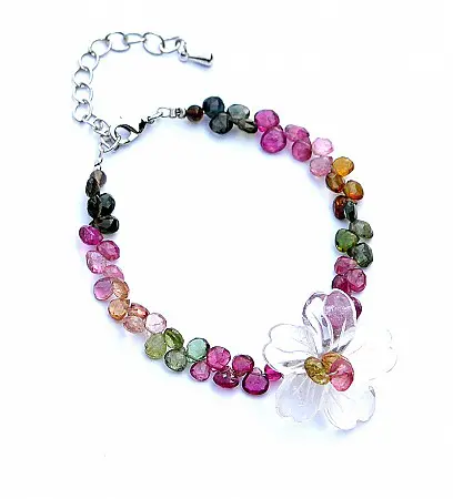 Genuine Rainbow Tourmaline faceted bracelet