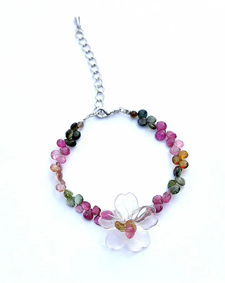 Genuine Rainbow Tourmaline faceted bracelet