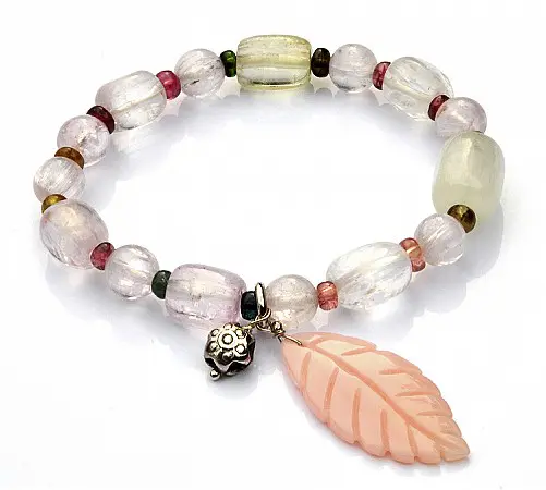 Kunzite Tourmaline Pink Opal Bracelet