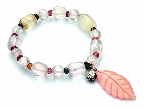 Kunzite Tourmaline Pink Opal Bracelet