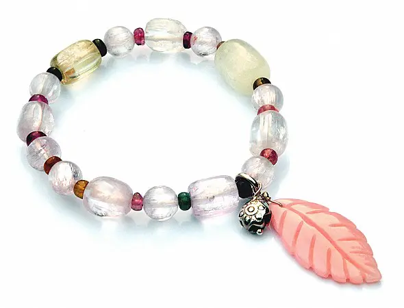 Kunzite Tourmaline Pink Opal Bracelet