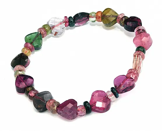 Genuine Tourmaline AAA heart-shaped faceted bracelet