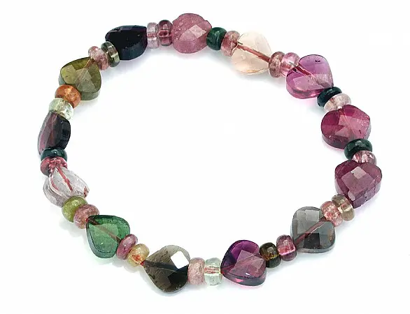 Genuine Tourmaline AAA heart-shaped faceted bracelet