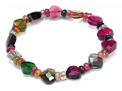 Genuine Tourmaline AAA heart-shaped faceted bracelet