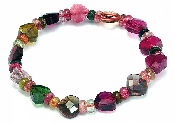 Genuine Tourmaline AAA heart-shaped faceted bracelet