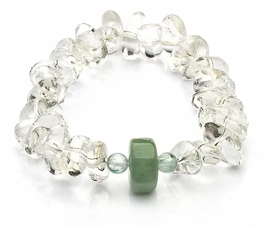 Genuine Clear Quartz with Aquamarine Rock Bracelet