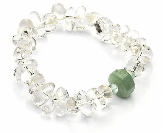 Genuine Clear Quartz with Aquamarine Rock Bracelet