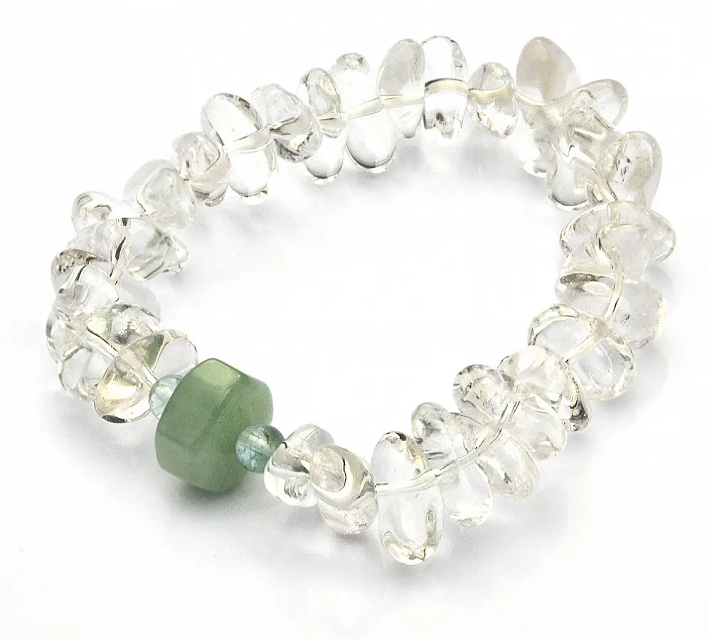 Genuine Clear Quartz with Aquamarine Rock Bracelet