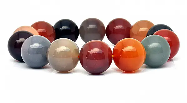 Multi Color Agate Chalcedony Beads Bracelet