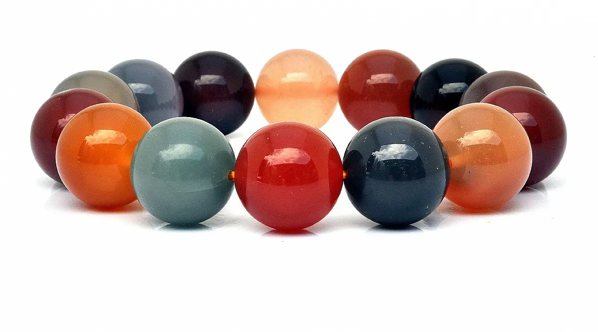 Multi Color Agate Chalcedony Beads Bracelet