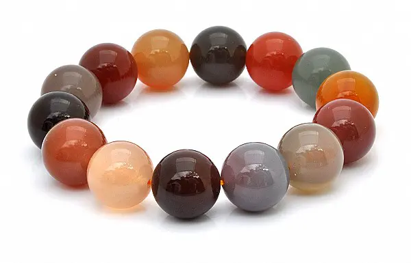 Multi Color Agate Chalcedony Beads Bracelet
