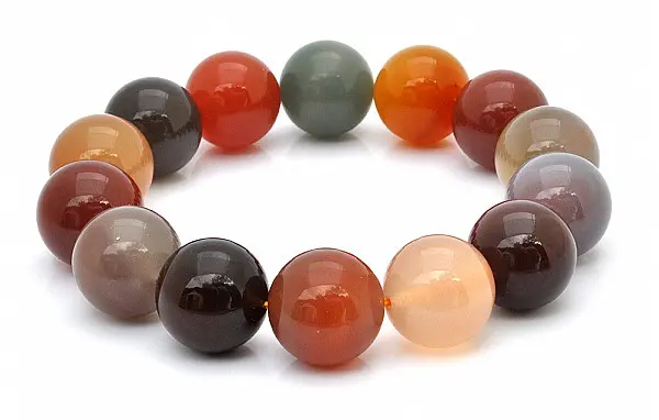 Multi Color Agate Chalcedony Beads Bracelet