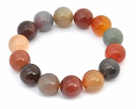 Multi Color Agate Chalcedony Beads Bracelet