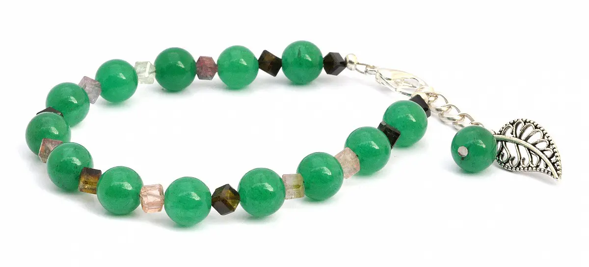 Aventurine Tourmaline and Silver Beads Bracelet