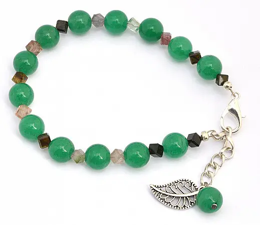 Aventurine Tourmaline and Silver Beads Bracelet