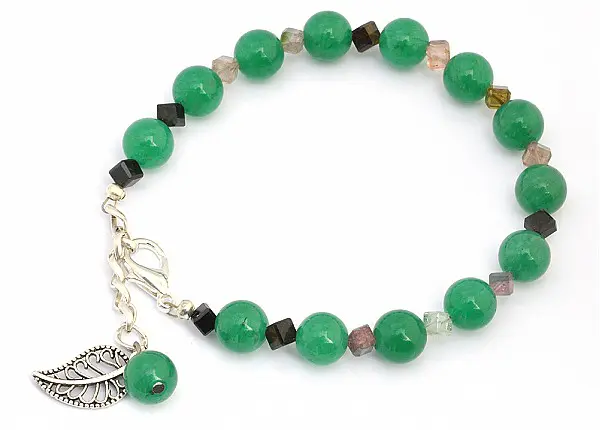 Aventurine Tourmaline and Silver Beads Bracelet