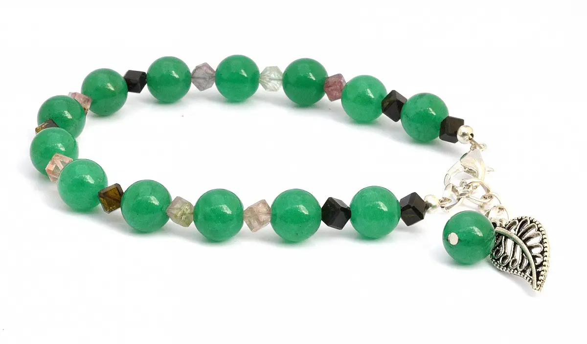 Aventurine Tourmaline and Silver Beads Bracelet