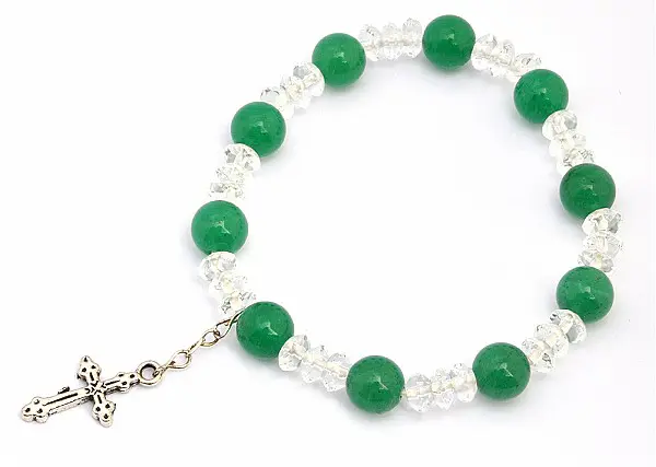 Aventurine Clear Quartz and Silver Beads Bracelet