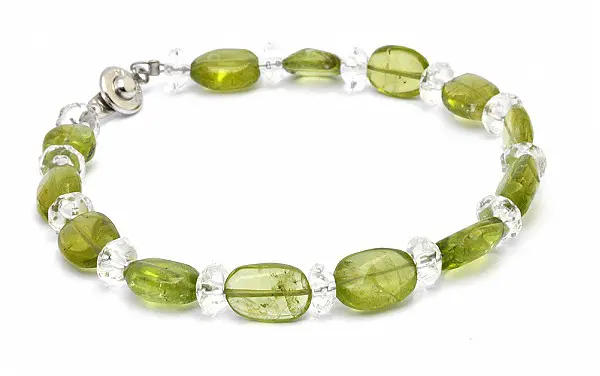 Peridot and Clear Quartz Bracelet