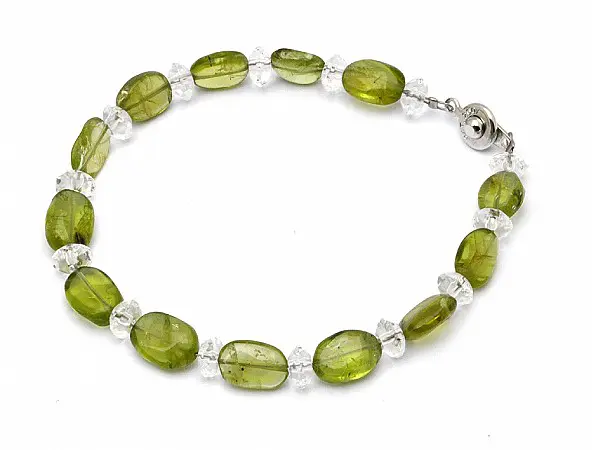 Peridot and Clear Quartz Bracelet