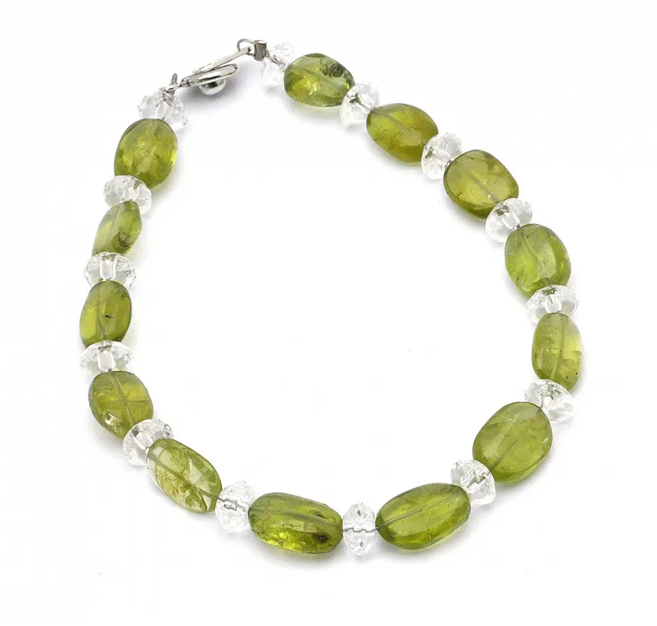 Peridot and Clear Quartz Bracelet