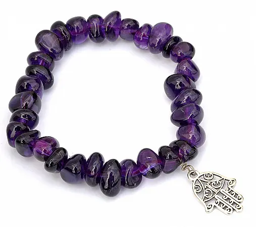 Amethyst Pebble and Silver Bracelet