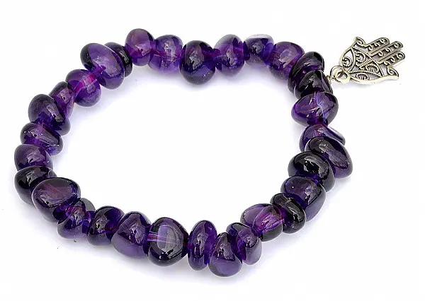 Amethyst Pebble and Silver Bracelet