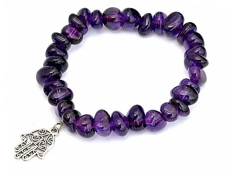 Amethyst Pebble and Silver Bracelet