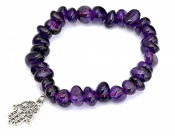 Amethyst Pebble and Silver Bracelet