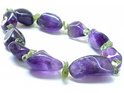 紫水晶不規則橄欖石手鍊