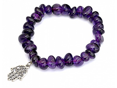 Amethyst Pebble and Silver Bracelet