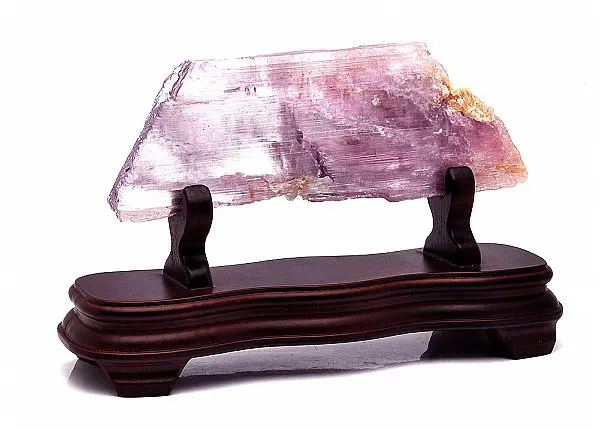 Beautiful Lilac kunzite Rock on Wooden Stand