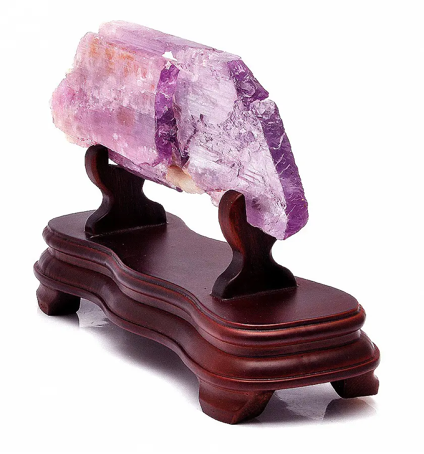 Beautiful Lilac kunzite Rock on Wooden Stand