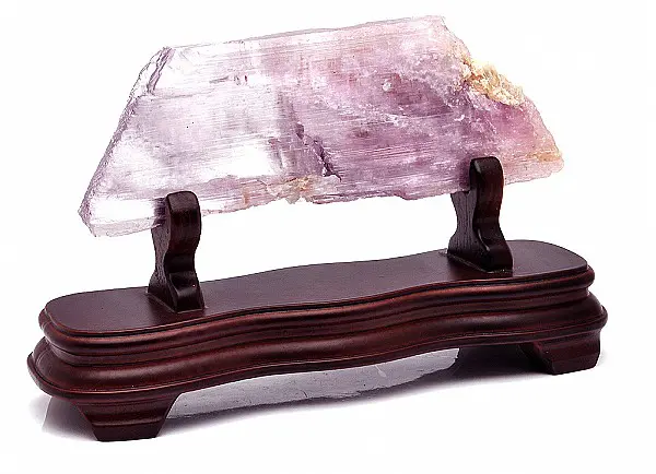 Beautiful Lilac kunzite Rock on Wooden Stand