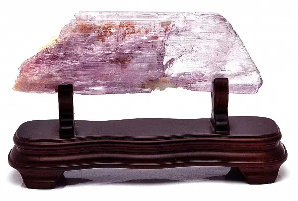 Beautiful Lilac kunzite Rock on Wooden Stand