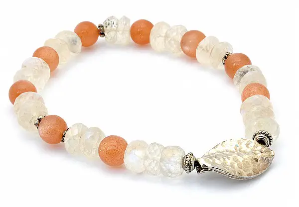 Moonstone and Sunstone Beads Bracelet