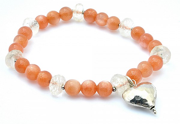 Sun Stone Moon Stone Silver Bracelet