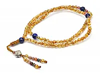 108 Beads Mala of Rutilated Quartz, Tourmaline and Lapis