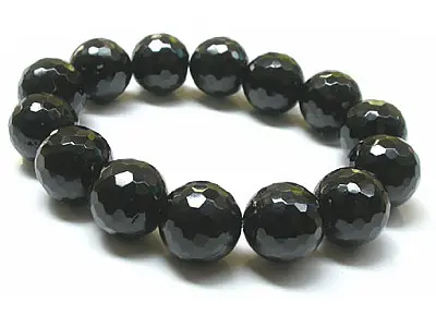 Black Tourmaline Faceted Bead Bracelet