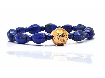 Lapis with Gold Bead Bracelet