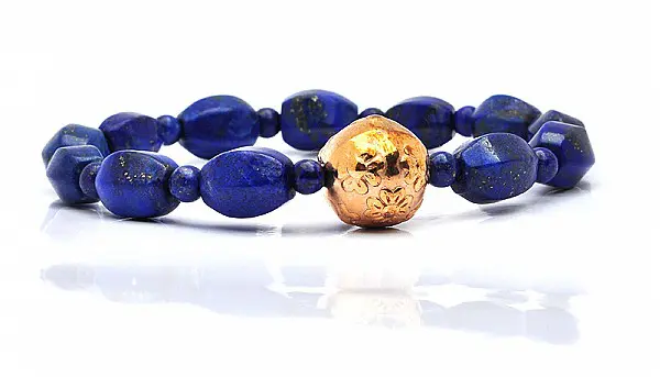 Lapis with Gold Bead Bracelet