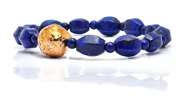 Lapis with Gold Bead Bracelet